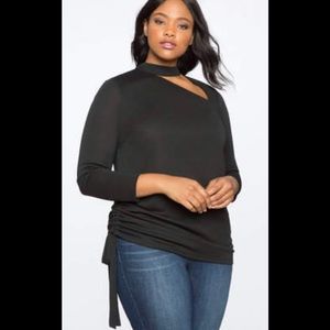 Eloquii Black Asymmetric cut out ruched top!